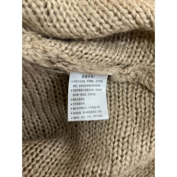 Euromoda Womens Distressed Sweater Size Large Tan Beige Slashed Dolman Sleeve - Picture 6 of 8